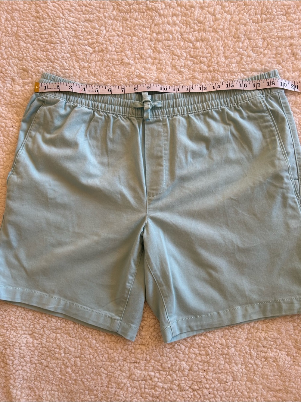 George Light Blue Elastic-Waist Flat Front Shorts